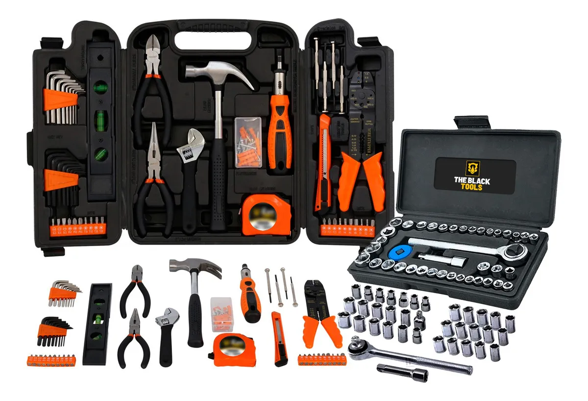 Kit Ferramentas Domésticas 40 Peças maleta martelo chaves alicate conserto casa