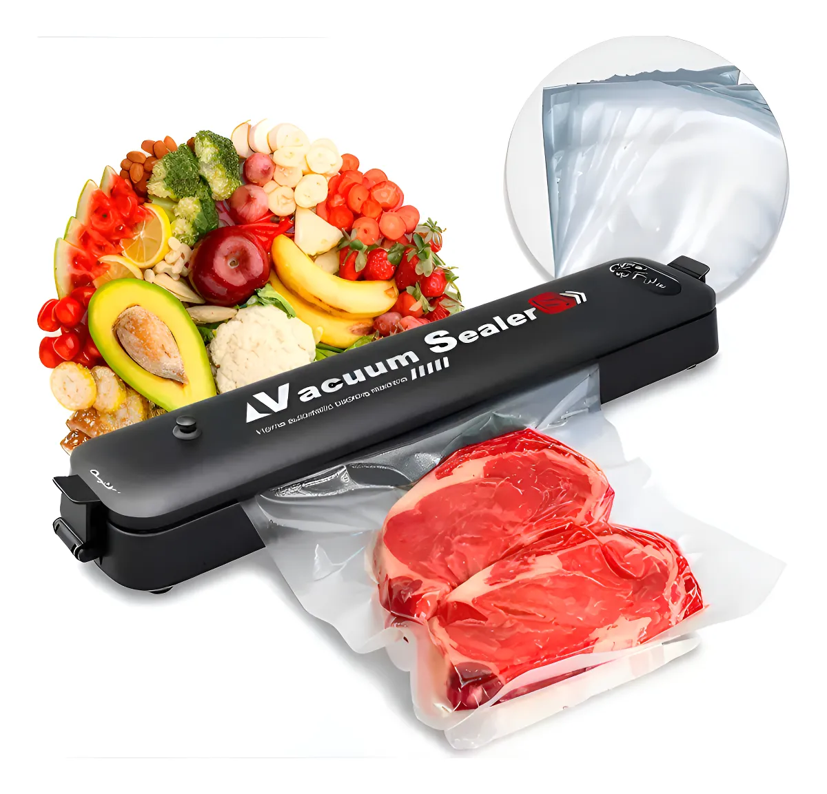 Seladora a Vácuo de Alimentos Portátil USB recarregável sem desperdício preserva 5x